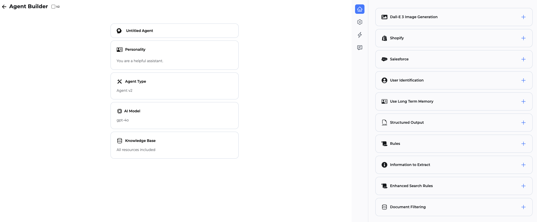 Odin AI’s AI Agent Builder interface 